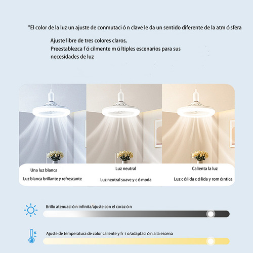 Ventilador Techo Lámpara Dimmable Led Luz 30w Control Remoto