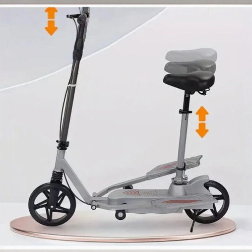 Scooter Doble Pedal, P/adultos Y Adolescentes, Plegable Plateado Scooter