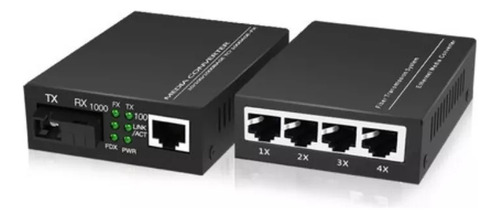 Transceiver Fibra Optica Sc/t1 Sc/t2*4rj-45 100mb Mono (par)