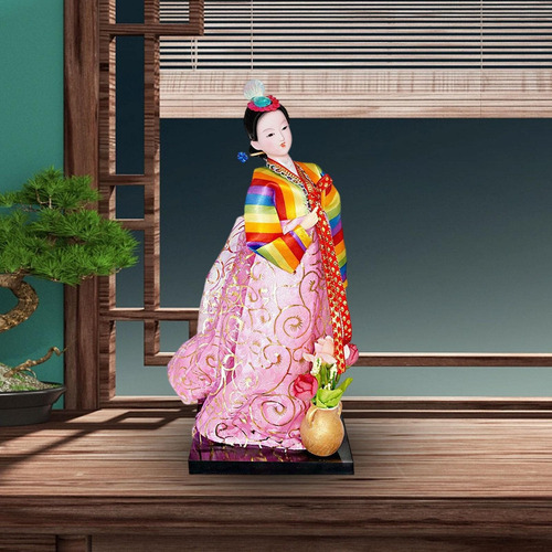 Figuras Coleccionables De Geisha Girl De Colorido Y Rosa