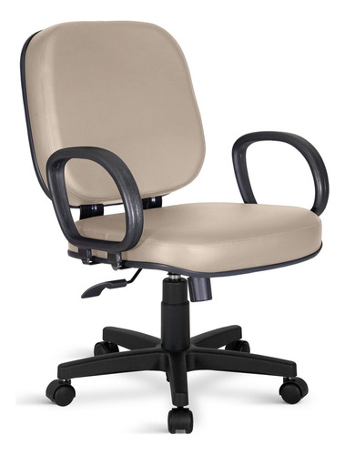 Cadeira de escritório Caramujo Cadeira Escritório Obeso (Plus Size) ergonômica  beige com estofado de couro sintético