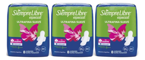 Siempre Libre Ultrafina Suave Toalla Femenina X8 Kit X3