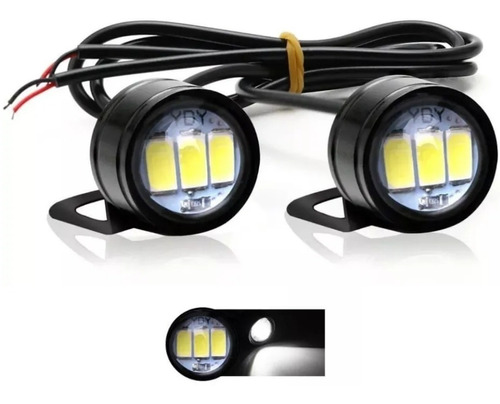 Par Faros Foco Led Ojo Aguila Blanco Fijo Estrobo Moto Auto 