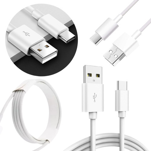 Cable cargador USB reforzado tipo C para Android Turbo, color blanco