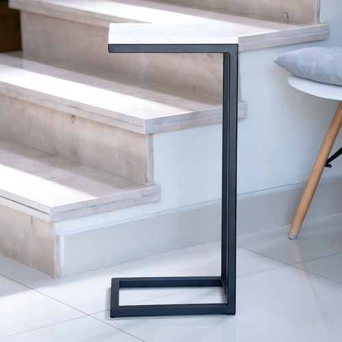 Mesa Lateral Chica Metal Minimalista Moderna Calidad Color Blanca