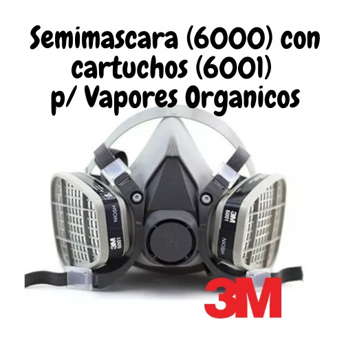 Semimascara 3m 6200+filtros 6001 P/vapores Orgánicos Pintura