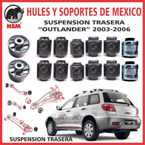 Kit Bujes Suspension Trasera Lancer 70mm 14pz 2003