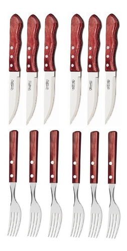 Juego 12 Cubiertos Con Cuchillo Jumbo Polywood Tramontina