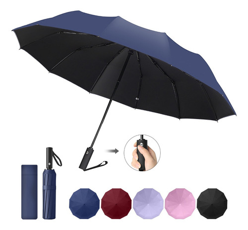 VIESS Paraguas Sombrilla De Bolsillo Para La Lluvia, Uv Y Impermeable Automático, Reversible Y Plegable Ligero Y Compacto Con Botón De Apertura Y Cierre Automático Para Para Hombres Y Mujeres