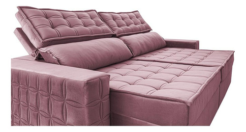 Sofá Retrátil 2,15m Cama Inbox Big Star. Com Softgel d40 Cor Rose
