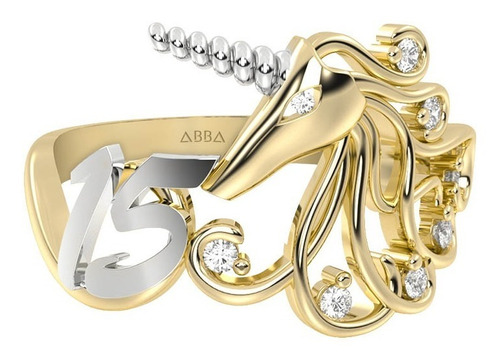 Anillo Xv Años Oro 14k Unicornio Abba Joyas