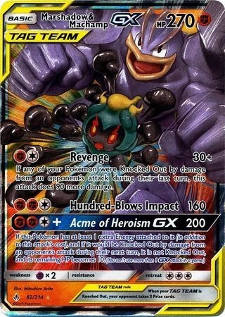 Marshadow & Machamp Gx 82/214 Ultra Raro Pokemon Tcg