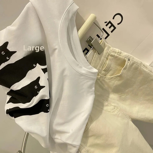 Camiseta De Verano De Algodón Para Mujer De Talla Grande