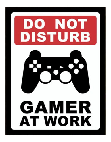 Placa Decorativa Games Gamer At Work Controle Playstation