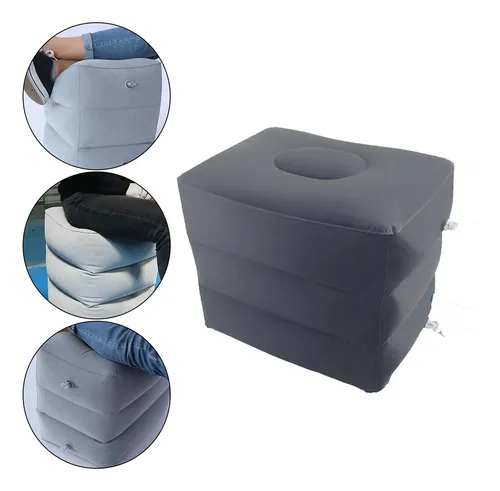 Reposapiés Inflable De 3 Capas, Almohada Gris Oscuro