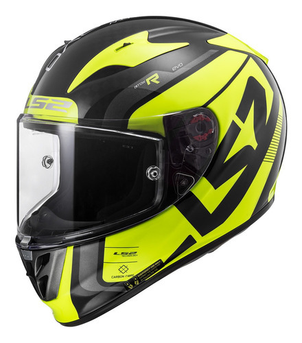 Casco Moto Gp Carbono Ls2 323 Arrow Sting + Pinlock Color Negro/Amarillo fluo Tamaño del casco XS