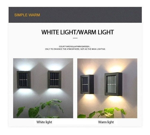 Pack 4 Unidades Luz Led Solar Decorativo Exterior Color Blanco cálido