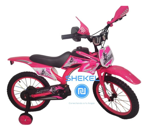 Bicicleta Aro 12 Infantil Con Sonido De Moto Bicimoto Rosa