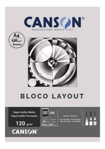 Bloco Papel Canson Layout 120g A4 50 Folhas