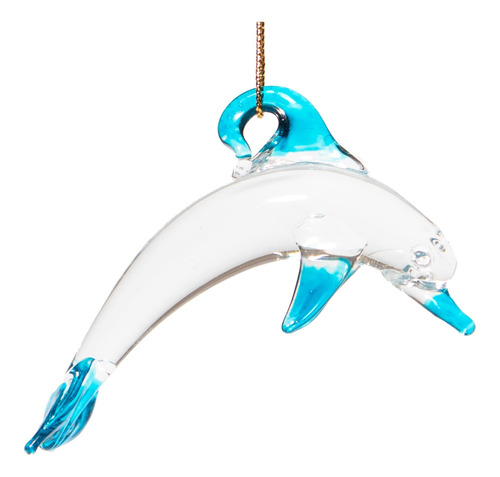 Figura Animal Delfin Soplado Mano Atrapasueño Azul 2 X 3 