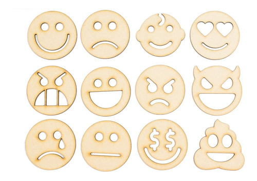 Formitas Formas Madera Emoji Emoticones Iconos 30cm X 1 Uni