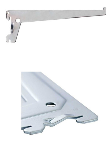 Imagem 3 de 6 de Suporte Cremalheira Simples Para Prateleira Zincado 30cm-par