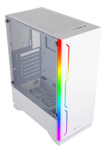 Gabinete Gamer Shot 8335 Cristal Templado Rgb Frontal Blanco