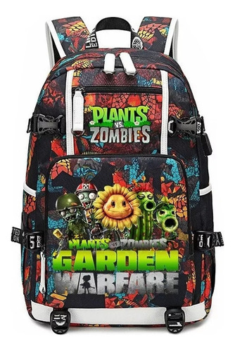 Plantas Vs . Zombies Pvz Camuflaje Mochila Estudiantes Bolsa