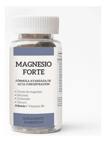 Suplemento Magnesio Forte C/ 4 Sales Y Citrato 60cap 710mg Sin Sabor