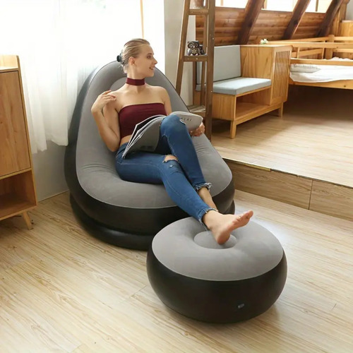 Sofá Y Apoya Pies Inflables Con Inflador Automático