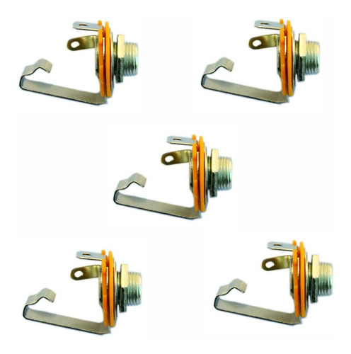 Imagen 1 de 2 de 5 Fichas Jack Mono 1/4' 6.5 Mm Repuesto P/ Guitarra Metalico