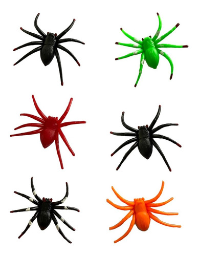 Set Arañas Colores Surtidos Blister X 6 Halloween Decoración