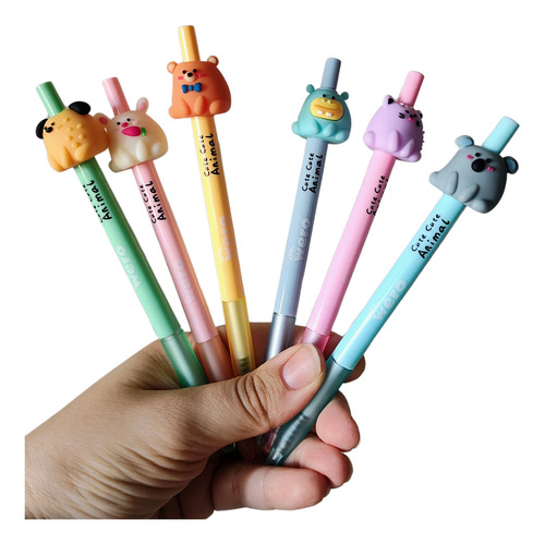 Lapicera Tinta Azul Retráctil Wero Cuteanimals X Unidad Full Exterior Gato