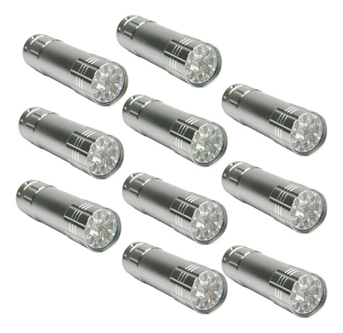 Linterna Mini Aluminio 9 Led X10 Unidades