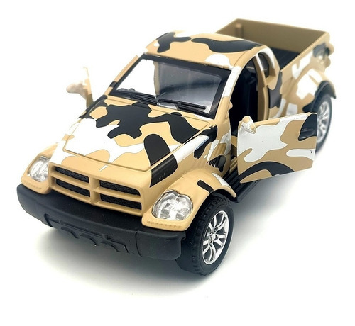 Carrinho Ferro Miniatura Pickup Militar Carros Brinquedo Cor Creme Camuflado 2