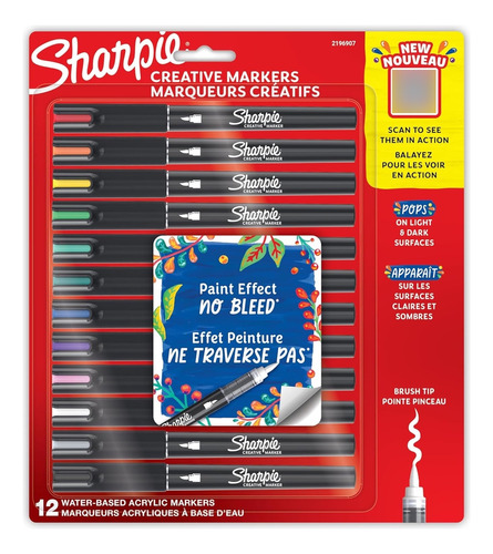 Sharpie Marcadores Creativos Acrílicos A Base De Agua 12pzs