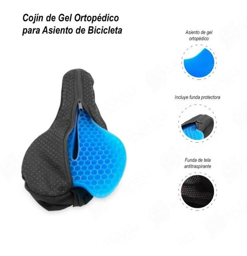 Cojin Asiento Gel De Bicicleta Gimnasio Con Funda Protectora