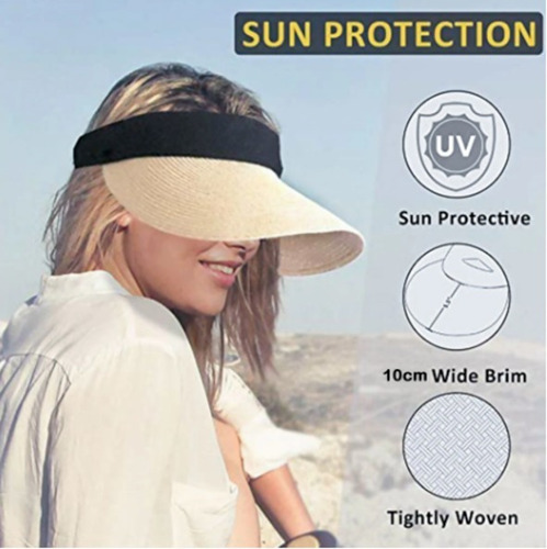 Sombreros De Paja Para Mujer Con Visera Ancha, Plegable