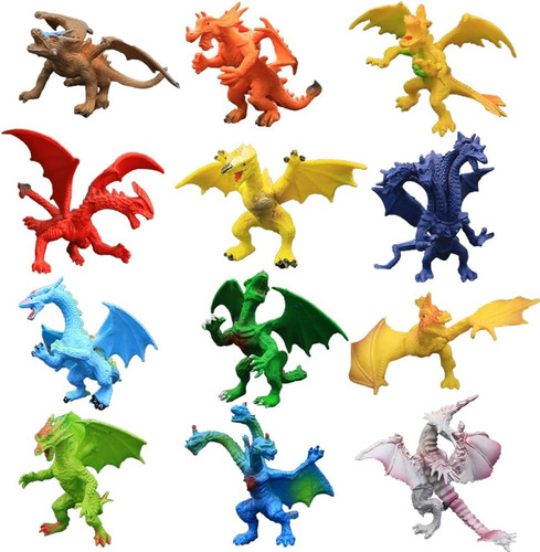 Dragones Realistas De 10 Cm Con 12 Figuras Miniatura