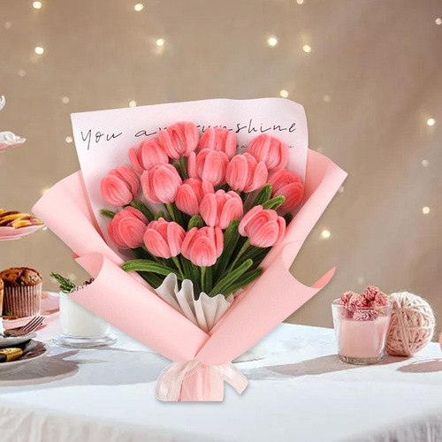 Ramo De Tulipanes Con Flores De Simulación De Felpa Para