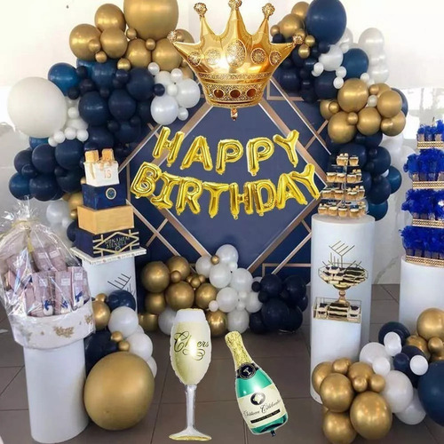 Decoração De Aniversário Masculina Azul Royal E Balão