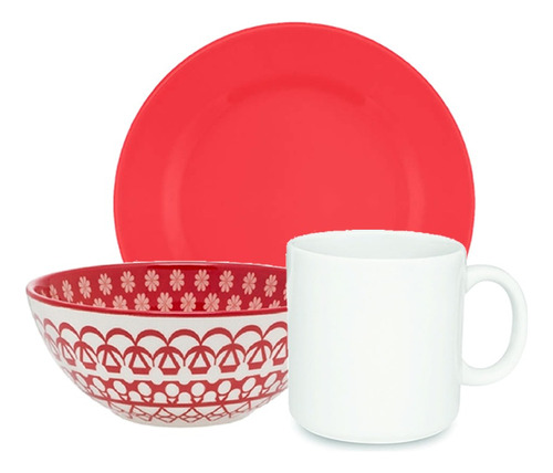 Juego Vajilla Desayuno Plato Taza Bowl Decorado Oxford X3