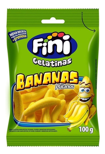 Bala Fini Gelatina De Banana 90g Embalagem Com 12 Unidades