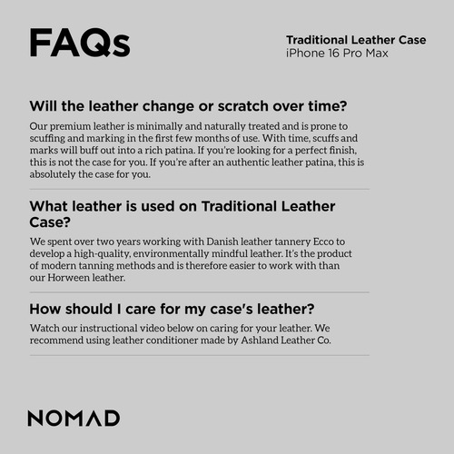 Capa De Couro Nomad iPhone 16 Pro Max English Tan Magsafe