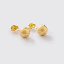 Comprar Par De Topos Aretes Balín 8mm En Oro Laminado 18k Om Joyería