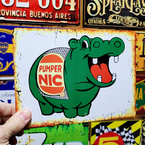 Cartel De Chapa Pumper Nic Estilo Vintage Apto Exterior