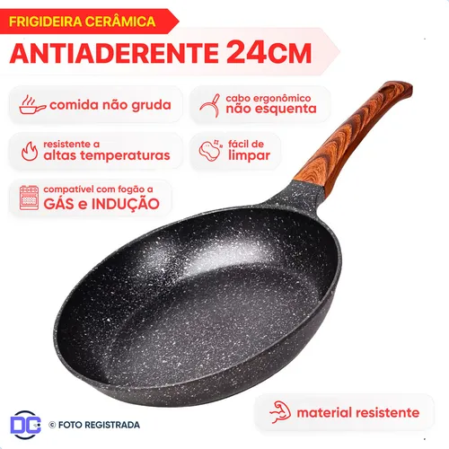 Panela Frigideira Indução E Gás Antiaderente De Cerâmica 24cm Pre...