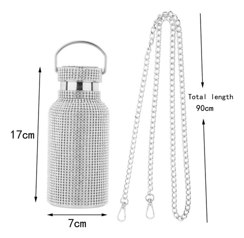 Botella De Agua Con Cadena De Diamantes De Imitación 350 Ml
