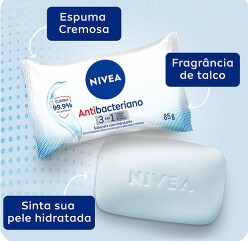 Kit C/ 6 Sabonete Em Barra Nivea Antibacteriano De 85 G