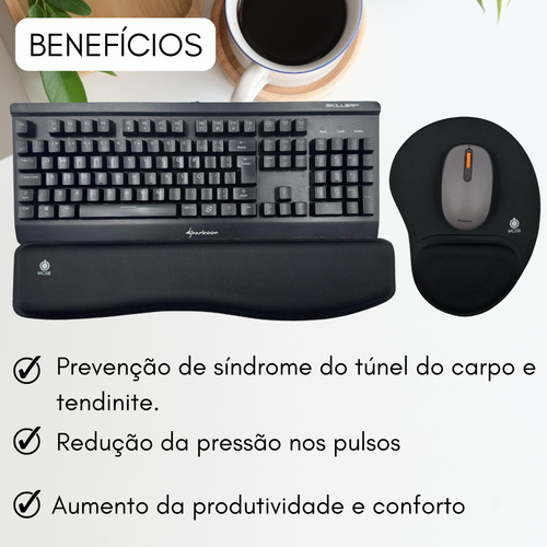 Kit 10 Mousepad E Apoio De Punho Par Teclado Ergonomic Pulso